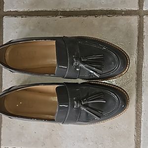 Patent genuine leather loafers